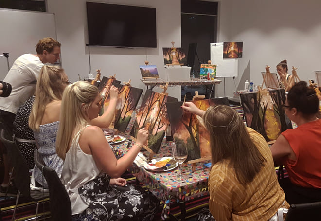 Friday Nights Paint and Sip Art Session 2 for 1 Offer Brisbane City