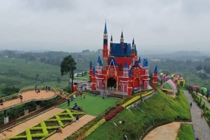 Volcano and Domas Crater of Hot Stony Bubble from Jakarta Lunch