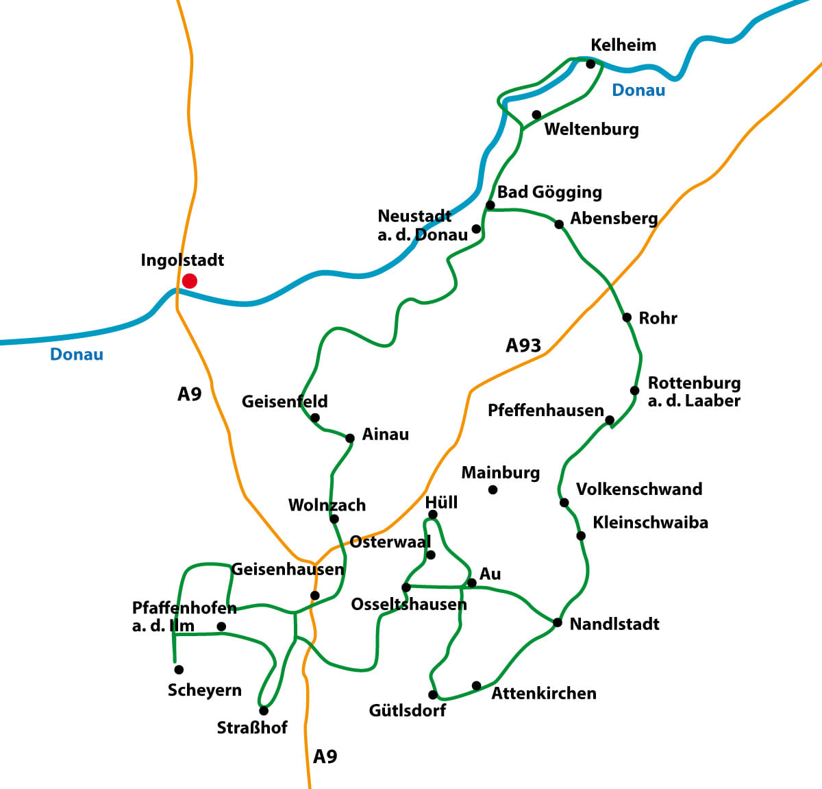 Routenplaner 8-tägige Radtour Hopfenland 