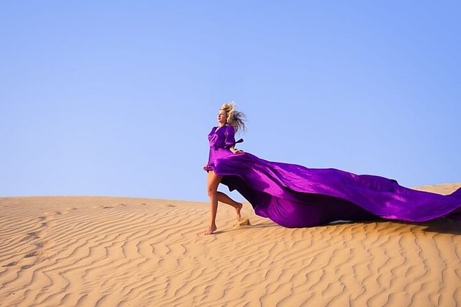 Flying Dress with Photography in Desert Dubai