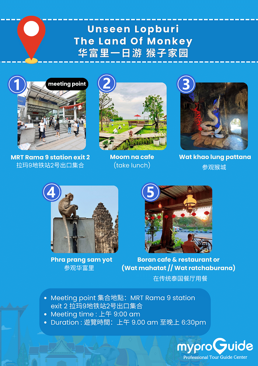 Lopburi Tour from Bangkok & Monkey & Cave Temple & IG Cafe