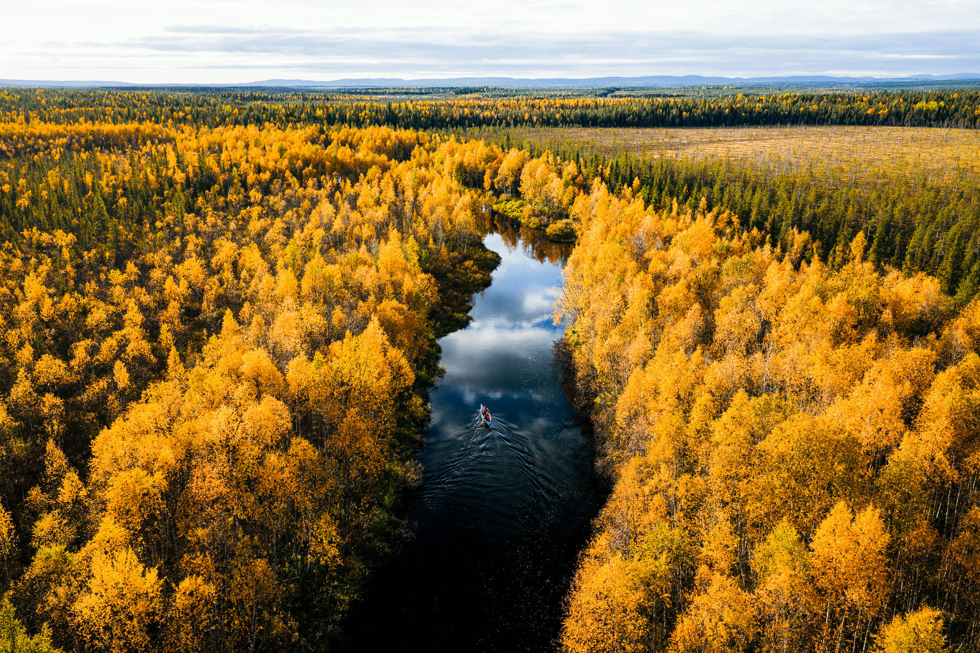 Come see Autumn colours with Canoe in Lapland Finland Levi