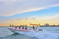 Dive into the JBR canyon! Speed past the dazzling skyscrapers of Jumeirah Beach Residence and the Ain Dubai on your thrilling Dubai Speedboat: Marina, JBR &amp; Ain Dubai Skyline Cruise!