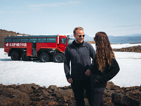 Enjoy a scenic stop during the Monster truck Glacier tour