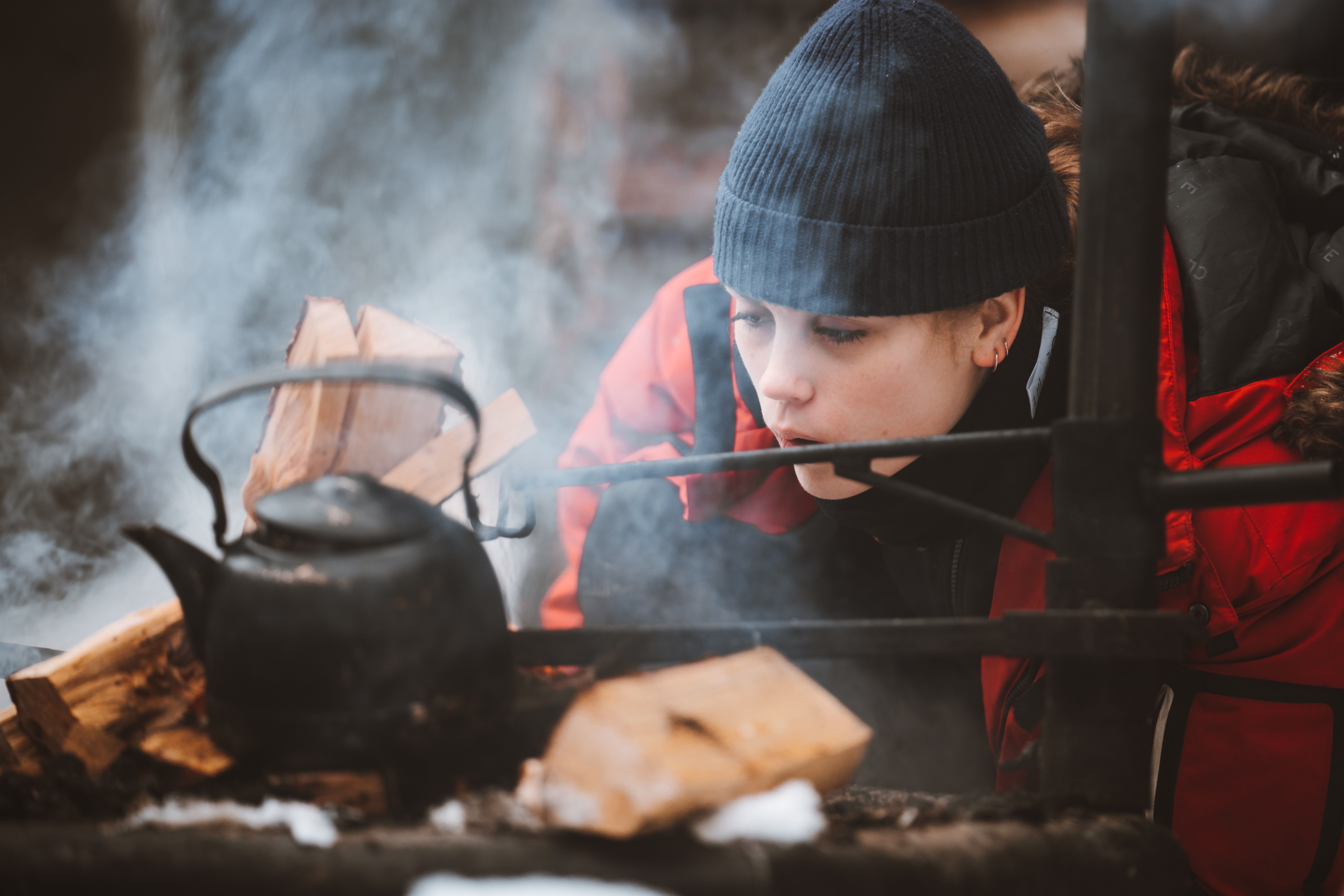 Around the open fire...