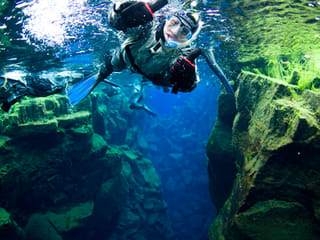 Snorkeling in Silfra on the second part of the Blue Lava day tour from Reykjavik