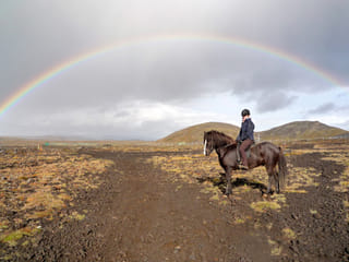Horse riding on the Fast Lava day tour from Reykjavik